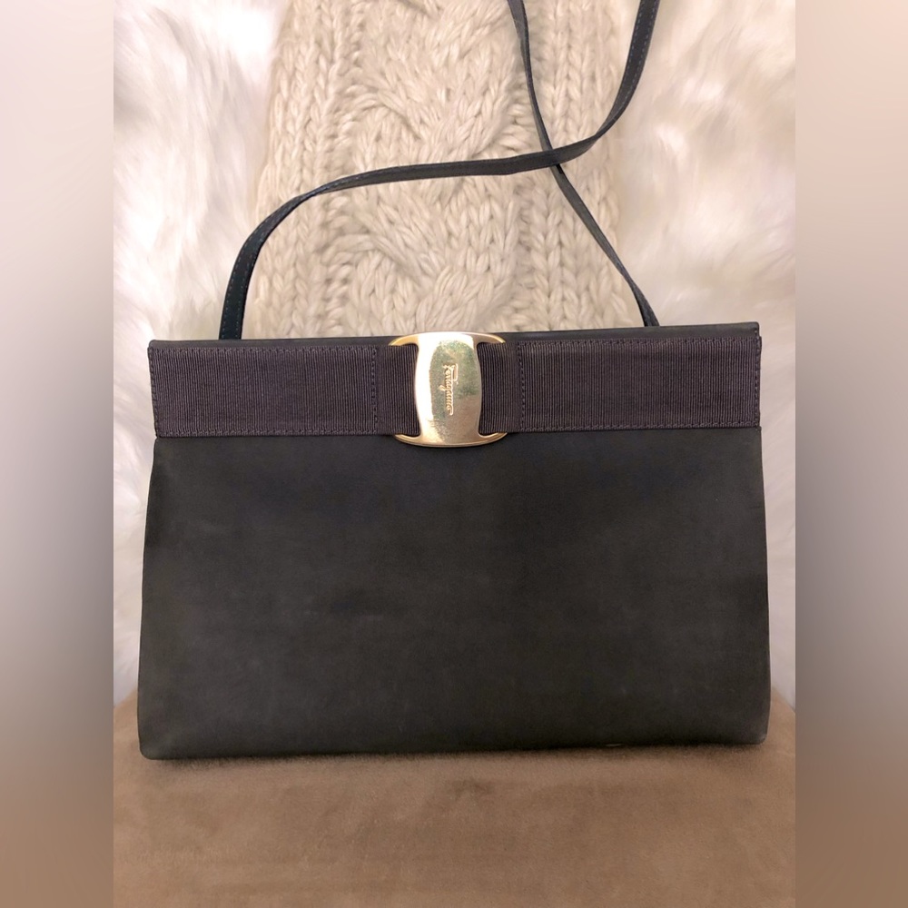 Ferragamo Framed Crossbody Clutch Nubuck